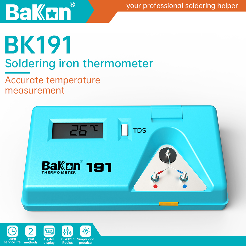 Soldering Iron Temperature Probe - Bakon BK191 はんだこて先テスター温度計、無鉛はんだ、LCDデジタルディスプレイ、0～700 ℃ センサー整備士