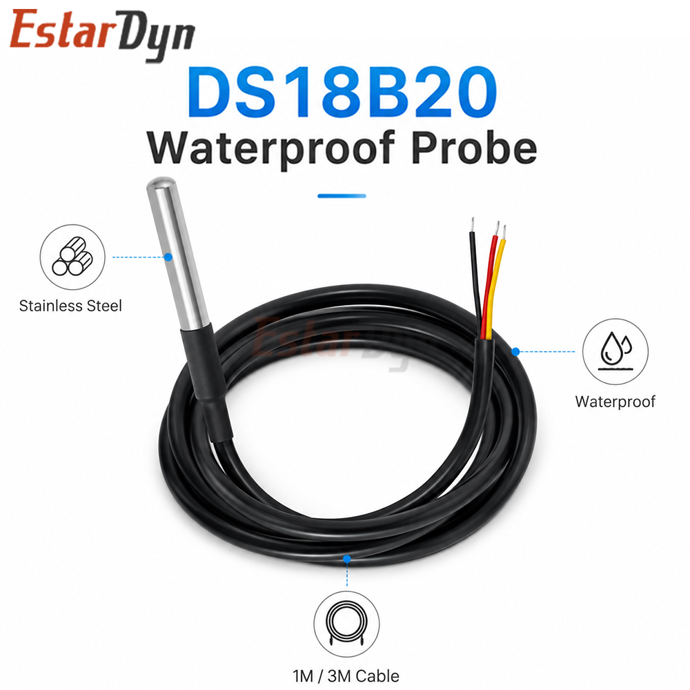 Ds18B20 - Estardyn DS18B20 防水デジタル温度センサー 1M 3M ステンレス鋼プローブケーブル