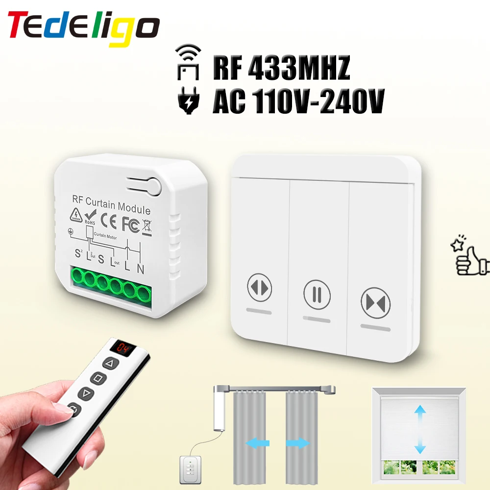 Ir Remote Module - シャッタースイッチモジュール,433 MHz,220V,10A,モーター用ワイヤレスリモコン