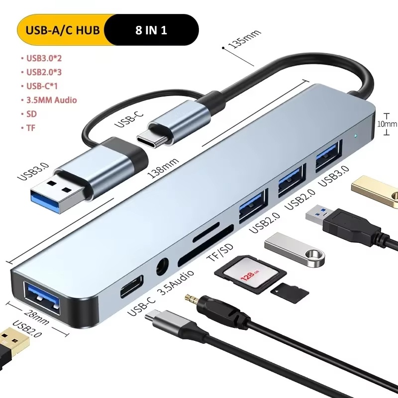 Sd Card Module - タイプCハブUSBスプリッター 8in1 USBエクステンダー USBマルチポートアダプター USB-Cポート TF/SDカードリーダー