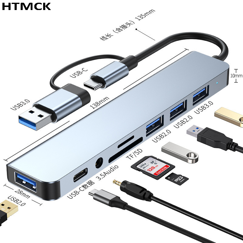 Sd Card Module - 8-in-2 USB Type-C マルチポートドッキングステーション、USB3.0 SD/TFカードリーダー、ノートパソコン、タブレット、スマートフォン、家庭やオフィスでの使用に最適なポータブルハブ。