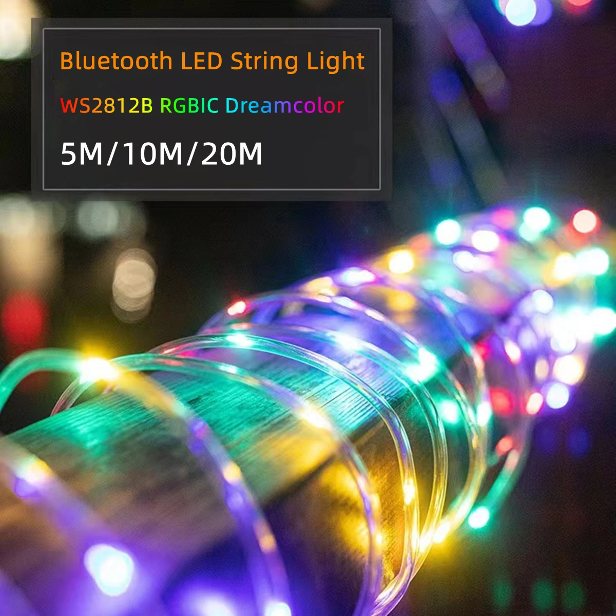Ws2812B - 屋外中庭フェンス窓装飾ライトストリングUSB 5V RGB IC WS2812B 5M-20M