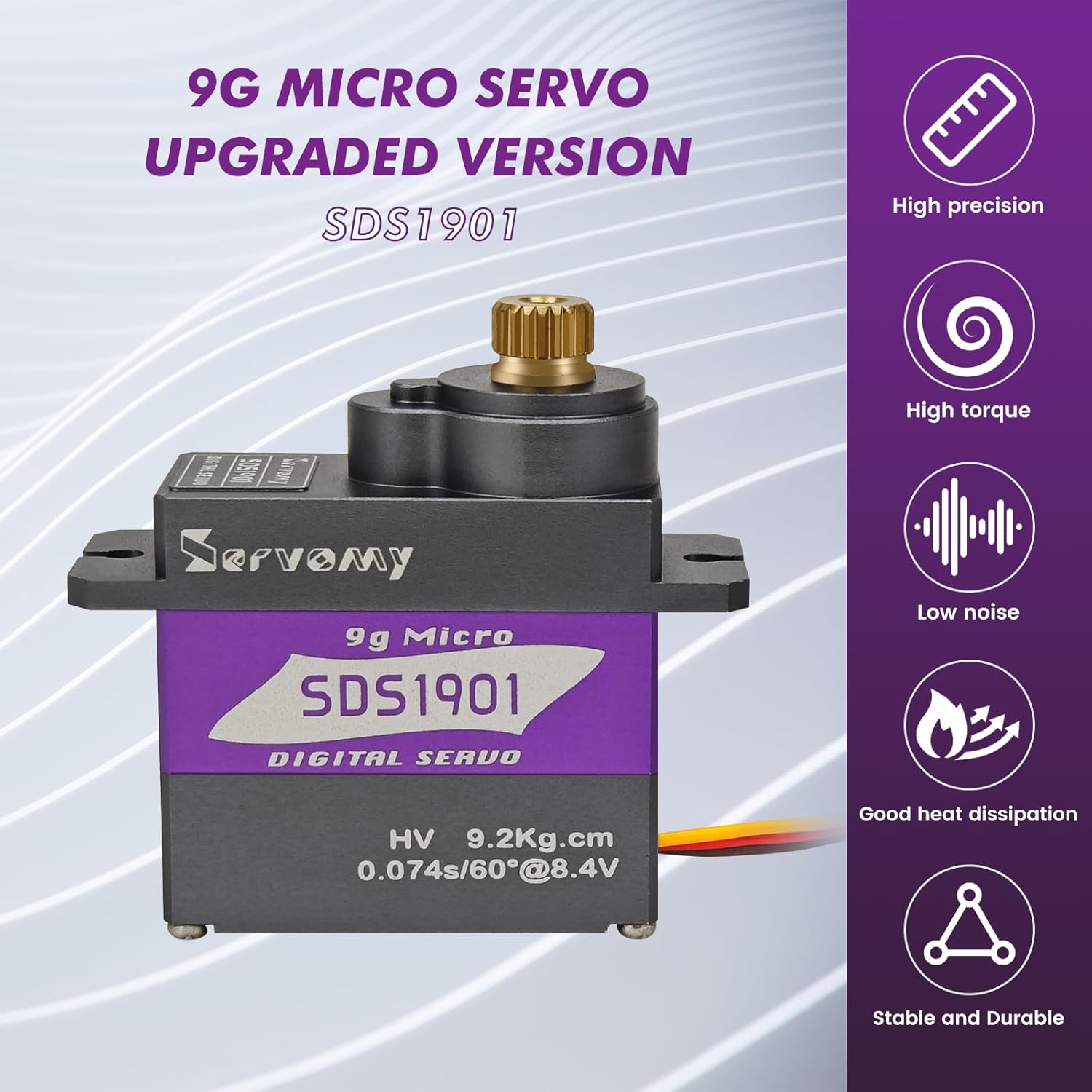 Servo Sg90 - SERVOMY-SDS1901 デジタル9Gマイクロコアレスサーボ 9kg 0.07秒 8.4Vメタルギア Rep