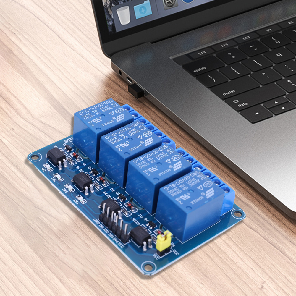 5V 12V 4チャンネルリレーボード、オプトカプラリレー付 - Relay Module 4 Channel のレビューと価格