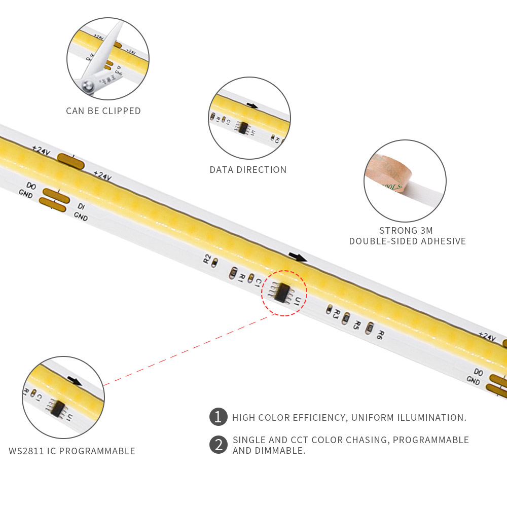 COB SPI WS2811 IC CCT LED ストリッ - Neopixel のレビューと価格