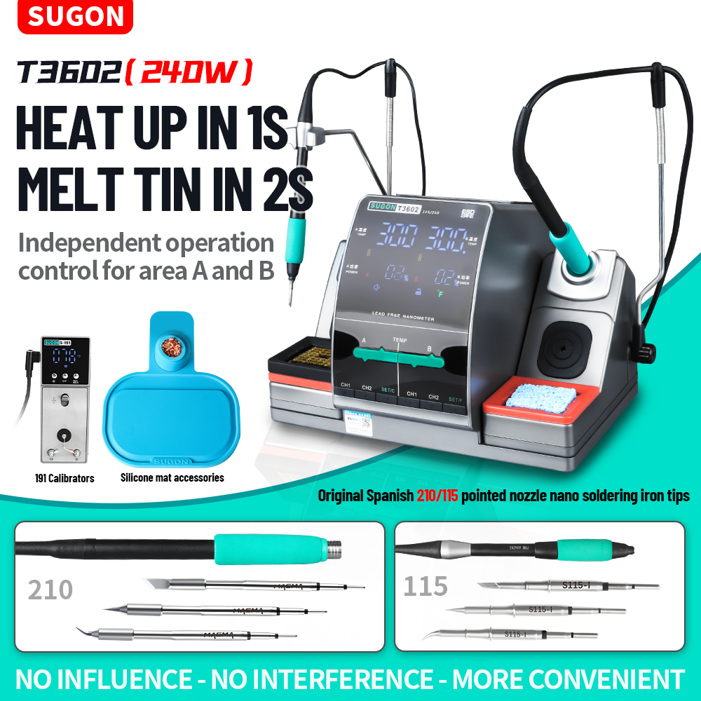 SUGON T3602 240W はんだ付けステーション ダ - Soldering Iron Temperature Probe のレビューと価格