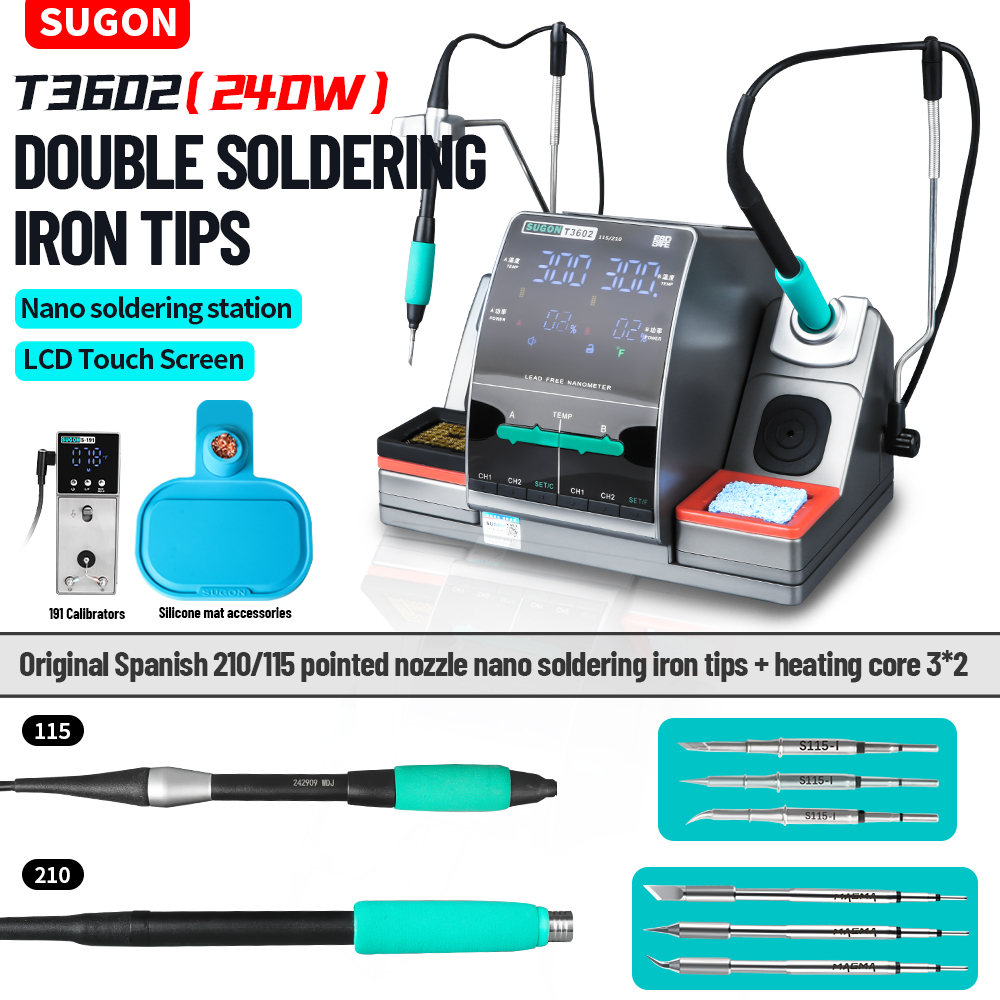SUGON T3602 240W はんだ付けステーション ダ - Soldering Iron Temperature Probe のレビューと価格