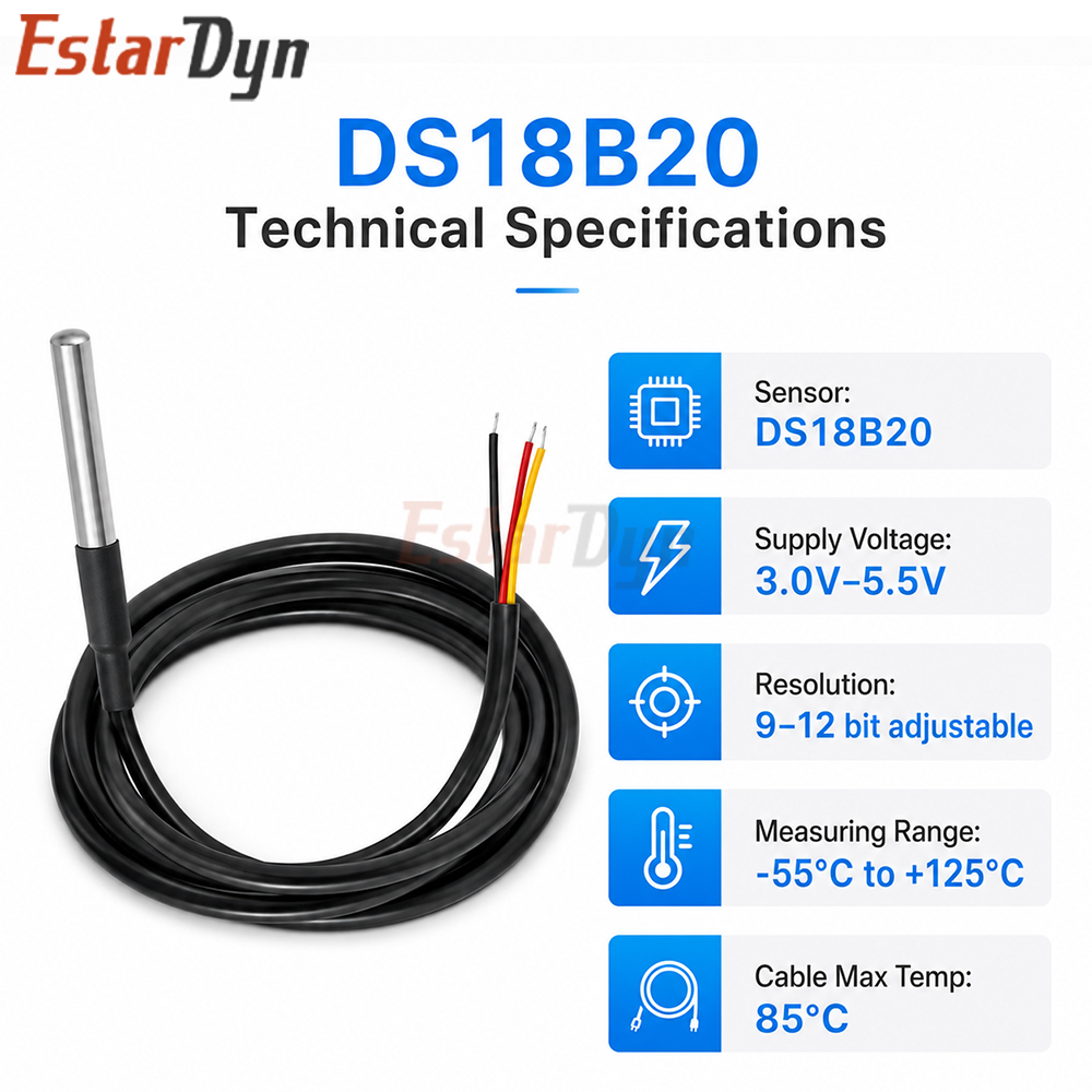 Estardyn DS18B20 防水デジタル温度センサー  - Ds18B20 のレビューと価格