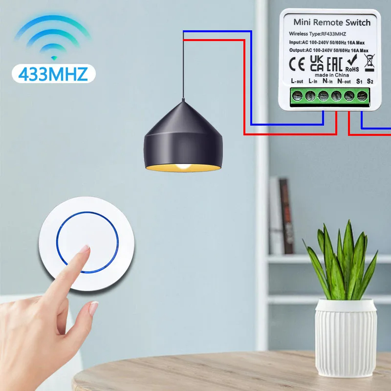 433HMz ワイヤレスライトスイッチ 10A リレー受信機 - Ir Remote Module のレビューと価格