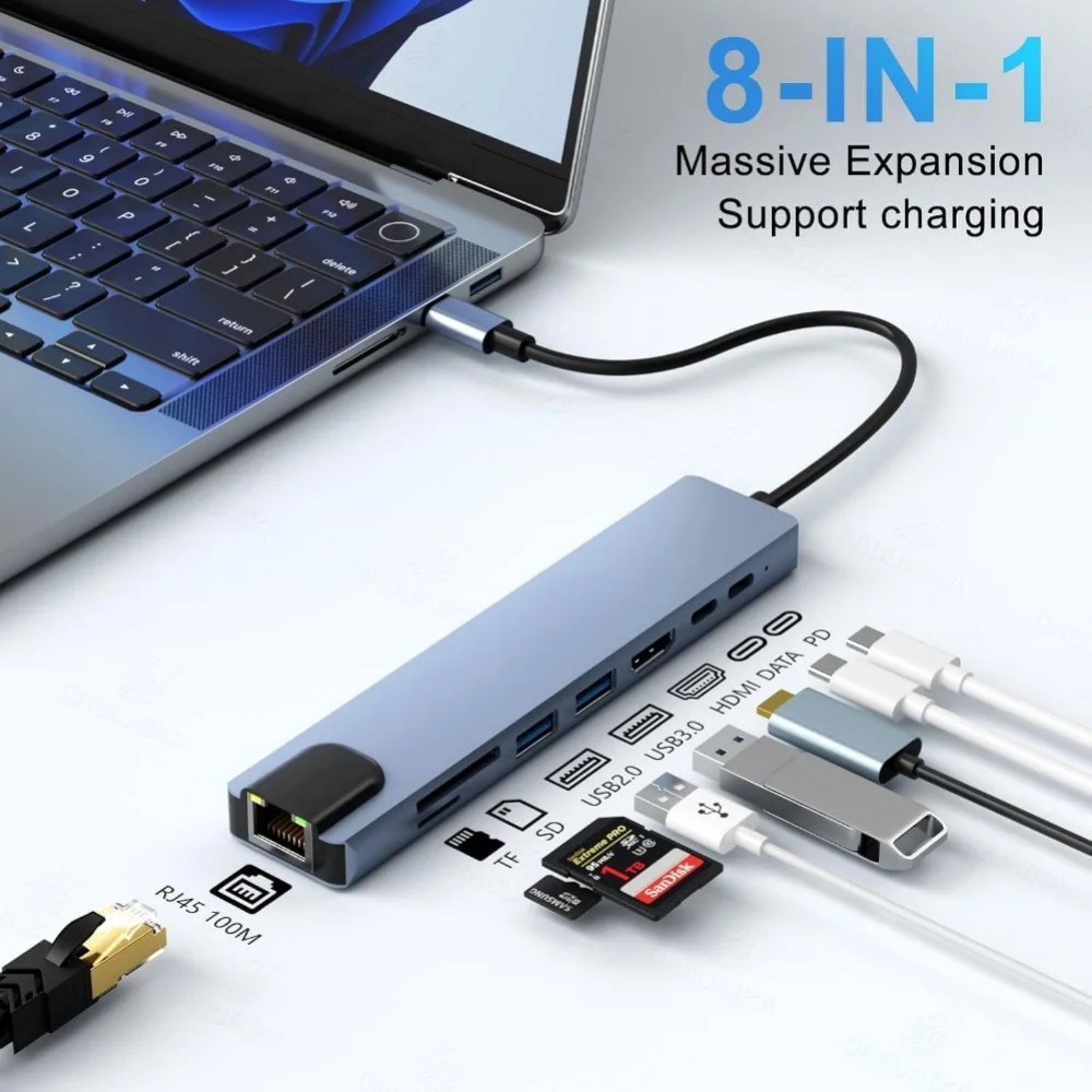 USB Cハブ 8/7 in 1 4K HDMIアダプタース - Sd Card Module のレビューと価格