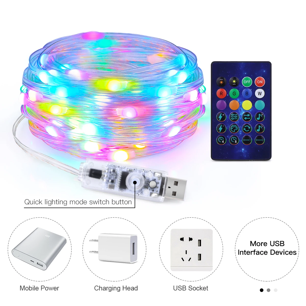 屋外中庭フェンス窓装飾ライトストリングUSB 5V RGB  - Ws2812B のレビューと価格