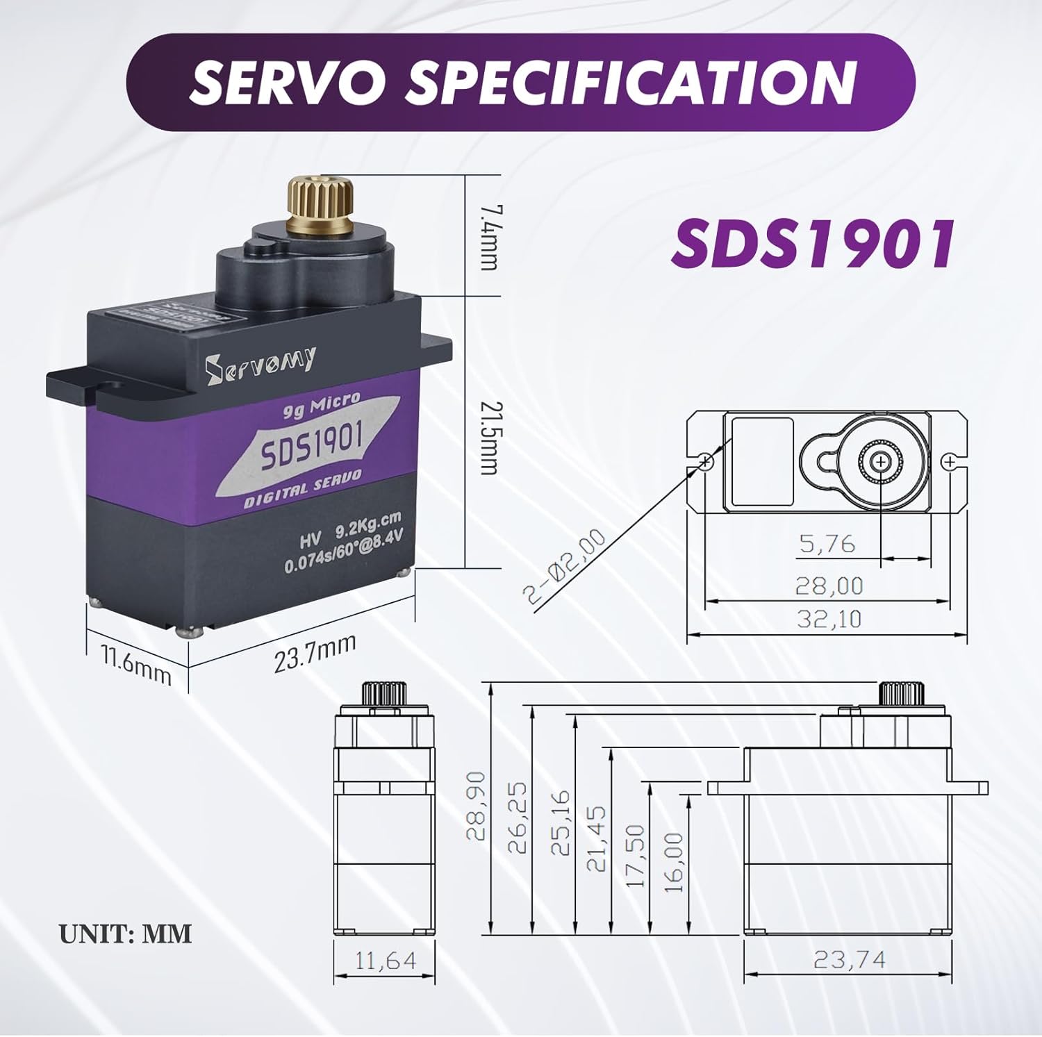 SERVOMY-SDS1901 デジタル9Gマイクロコアレス - Servo Sg90 のレビューと価格