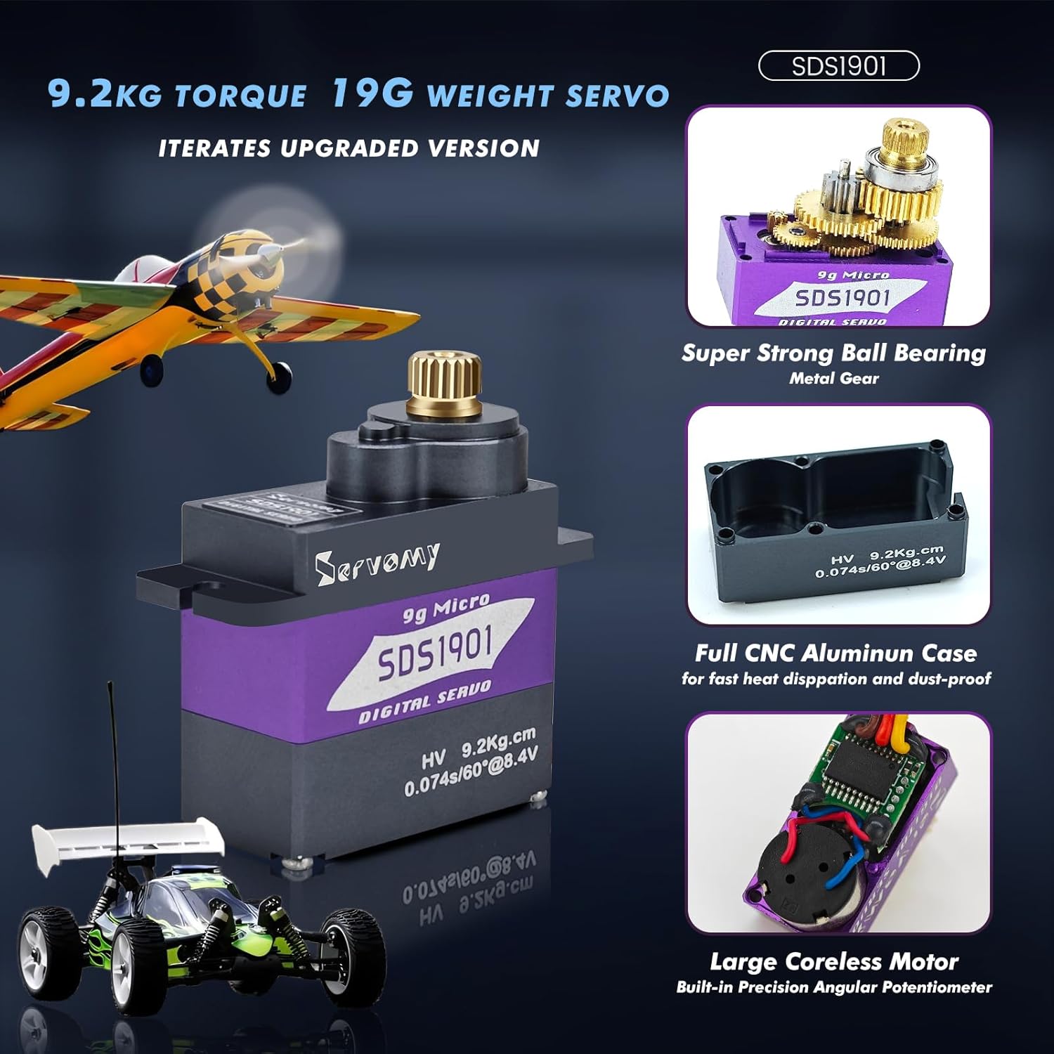 SERVOMY-SDS1901 デジタル9Gマイクロコアレス - Servo Sg90 のレビューと価格