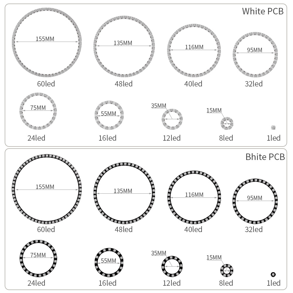 WS2812B RGBIC LED リング個別にアドレス指定 - Neopixel のレビューと価格