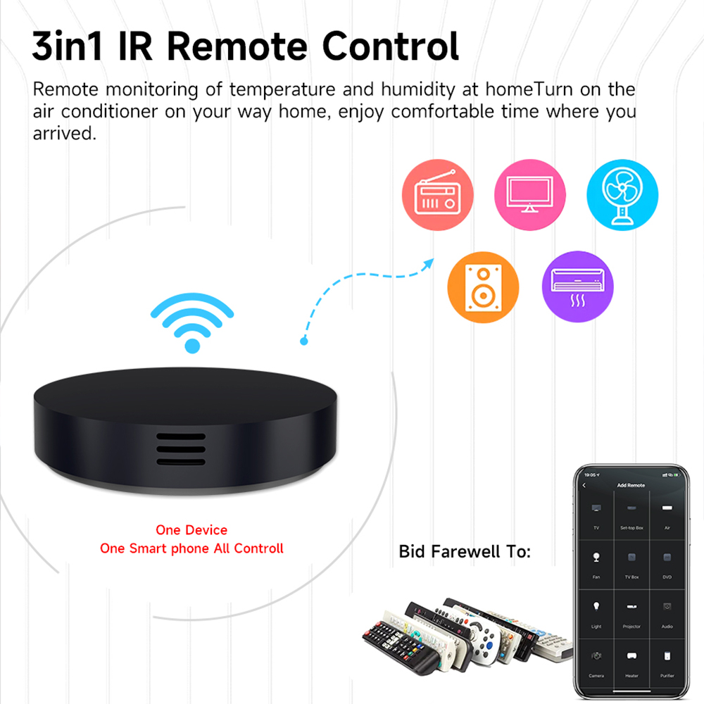 Tuya WiFi 3-in-1 IRリモコン 温度・湿度セ - Ir Remote Module のレビューと価格