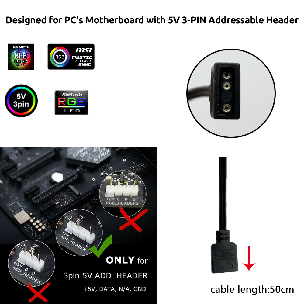 Asus Auraゲーミングケース用5V ARGB 3ピンヘ - Ws2812B のレビューと価格